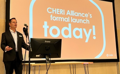 Mike Eftimakis, a Director of the CHERI Alliance, speaking at its launch on 12 November 2024