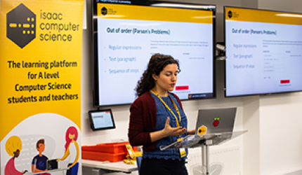 Image from the learning platform Isaac Computer Science, which was developed in a collaboration between experts from this department and the Raspberry Pi<br />
Foundation