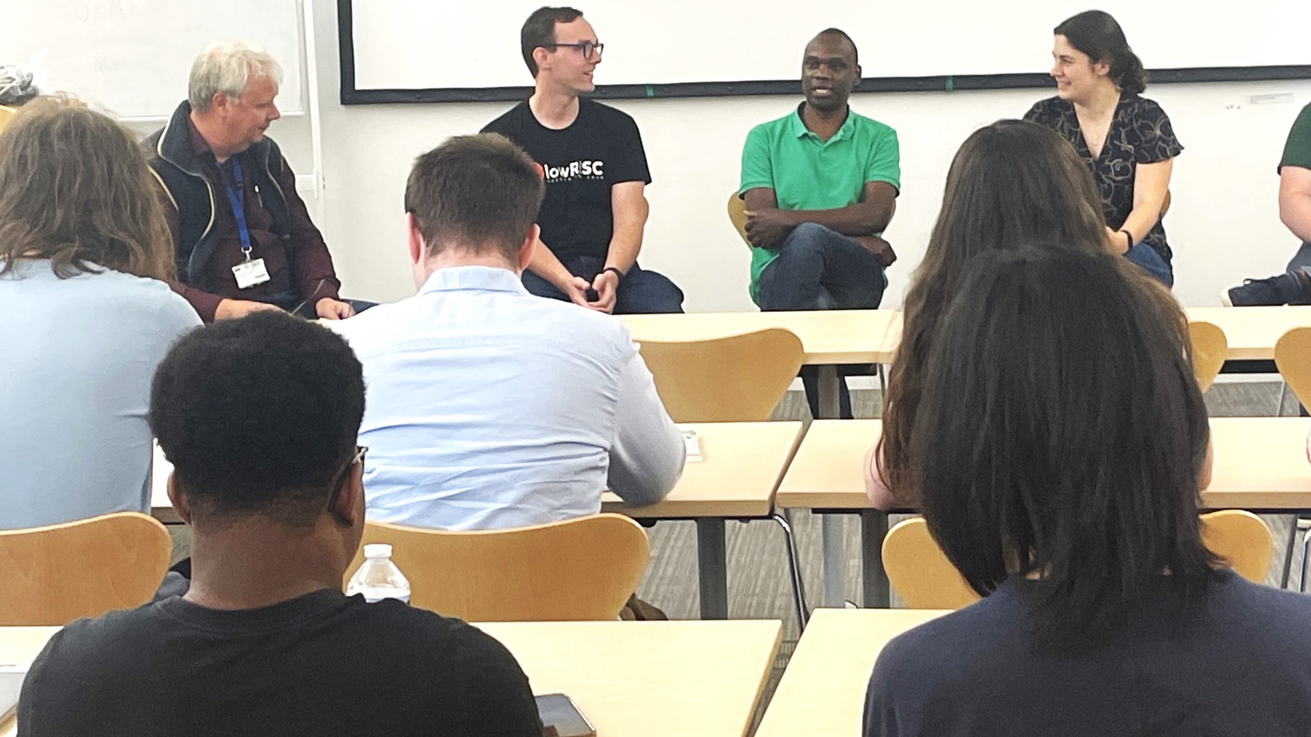 Michael at the careers workshop, listening to our DeepMind Academic Research Fellow, Dr Peter Ochieng.